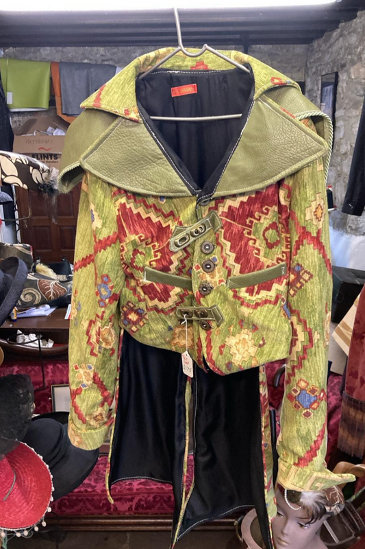 Leather and cotton weave jacket