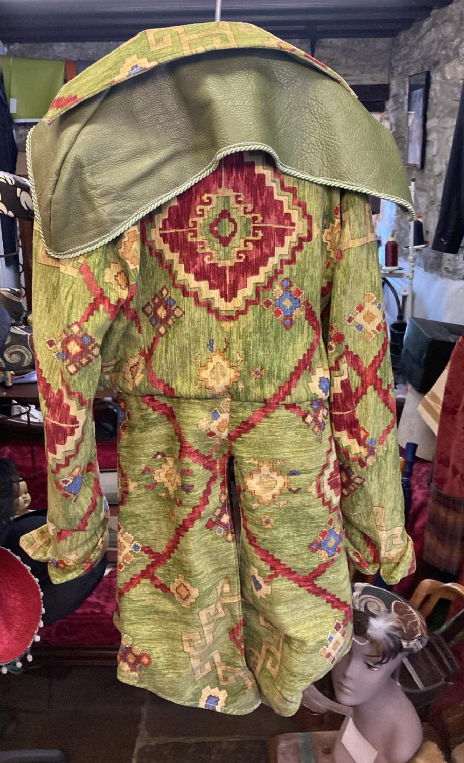 Leather and cotton weave jacket